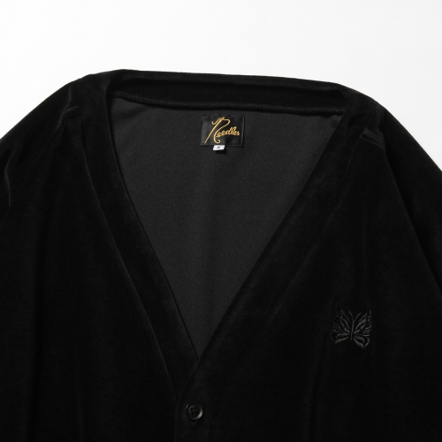 Needles / ニードルズ | V Neck Cardigane - C/Pe Velour - Black  