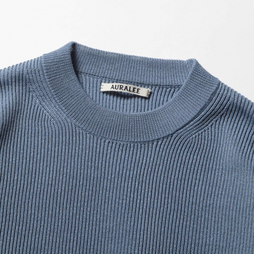 AURALEE / オーラリー | FLAT YARN RIB KNIT P/O (メンズ) - Blue 