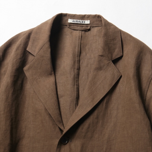 AURALEE オーラリー WASHED LINEN JACKET (メンズ) Brown 通販