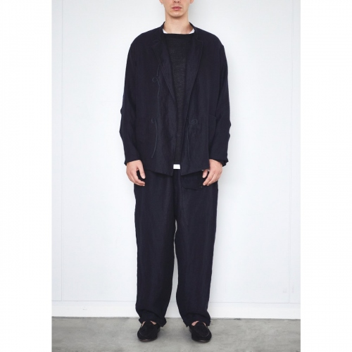 COMOLI / コモリ | リネン起毛スタンドカラージャケット - Navy | 通販  