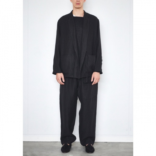 COMOLI / コモリ | リネン起毛 ドローストリングパンツ - Black | 通販 
