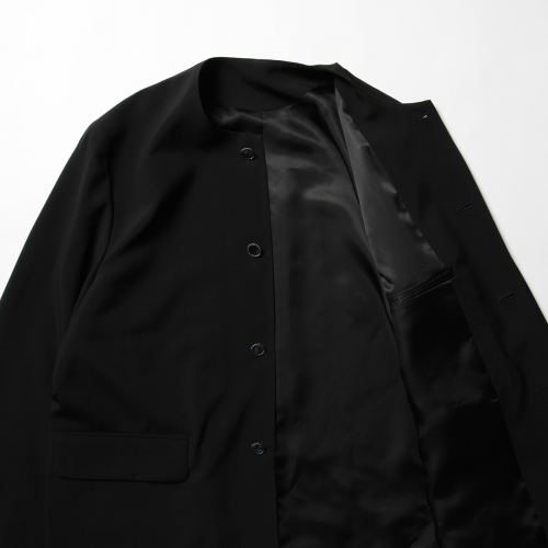URU / ウル | WOOL TROPICAL / NO COLLAR JACKET - Black | 通販 