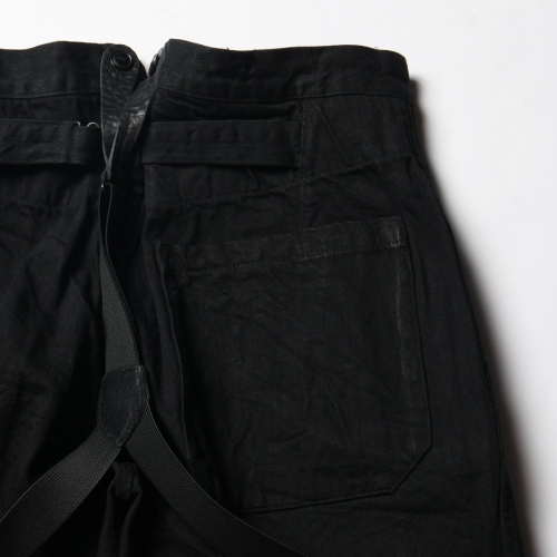COMOLI / コモリ | デニムオーバーパンツ (サスペンダー付) - Black 
