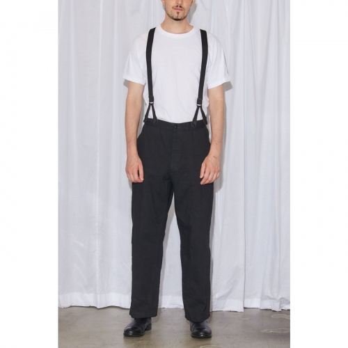 COMOLI / コモリ | デニムオーバーパンツ (サスペンダー付) - Black 