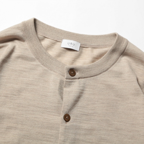 URU / ウル | 21GAUGE / CREW NECK KNIT CARDIGAN - L.Beige | 通販 
