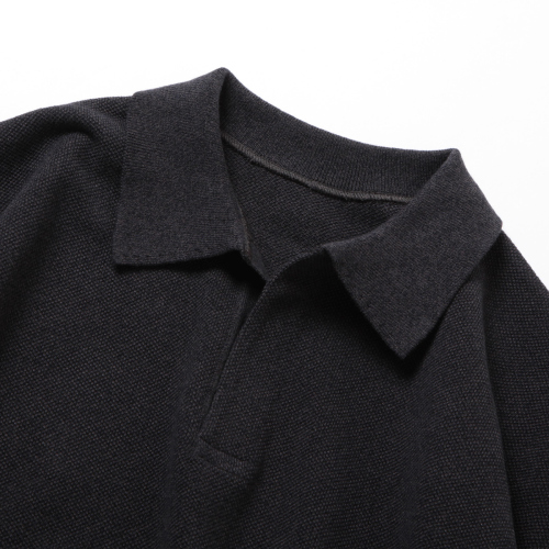 crepuscule / クレプスキュール | Light Moss Stitch Polo - Black 