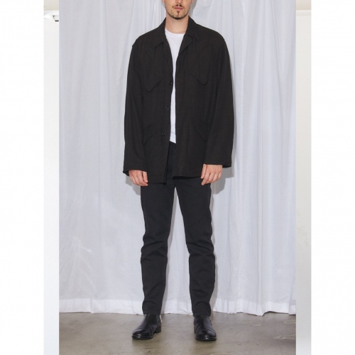 COMOLI / コモリ | ヴィスコースリネン ミリタリージャケット - Black  