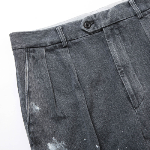 INTERIM / インテリム | MILK PAINT USED BLACK DENIM 2-TUCK STRAIGHT 