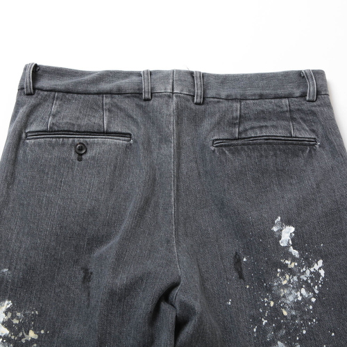 INTERIM / インテリム | MILK PAINT USED BLACK DENIM 2-TUCK STRAIGHT 
