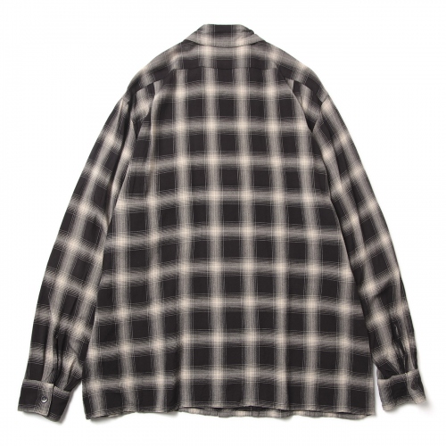 COMOLI / コモリ | レーヨンチェック オープンカラーシャツ - Check 