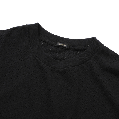COMOLI / コモリ | コットンメッシュ 半袖Tシャツ - Black | 通販 