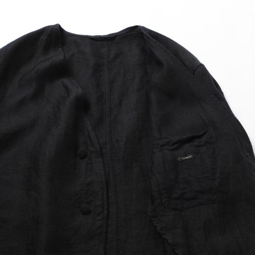 COMOLI / コモリ | リネンサテン ノーカラージャケット - Black | 通販 