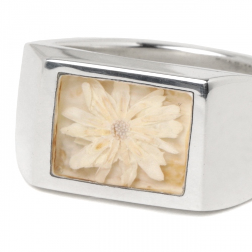 XOLO JEWELRY / ショロ ジュエリー | Signet Ring with Flower / White 