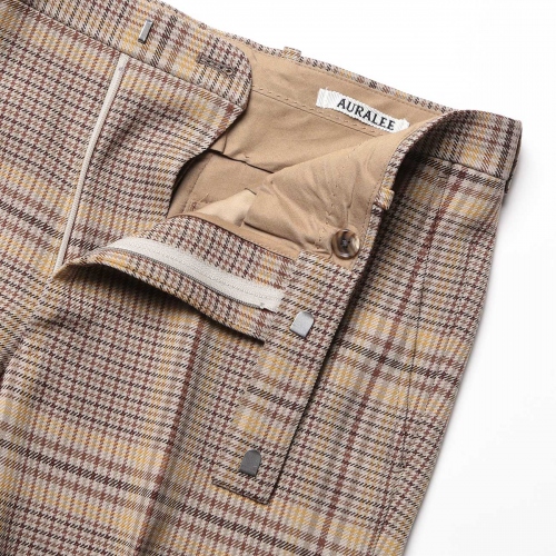 AURALEE / オーラリー | WOOL SERGE CHECK NARROW SLACKS (メンズ  