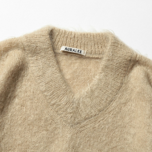 AURALEE / オーラリー | BRUSHED SUPER KID MOHAIR KNIT V-NECK P/O  