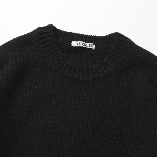 AURALEE / オーラリー | WOOL FELT YARN KNIT P/O (メンズ) - Black 