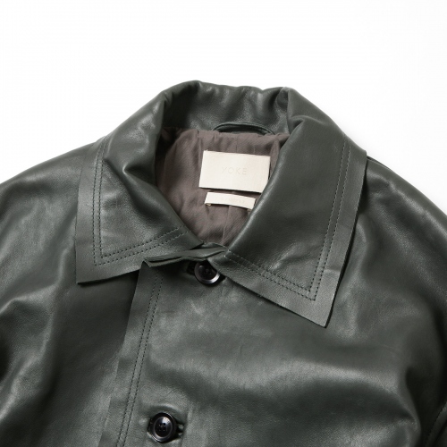 YOKE / ヨーク | CUT-OFF LEATHER CAR COAT - Deep Green | 通販 
