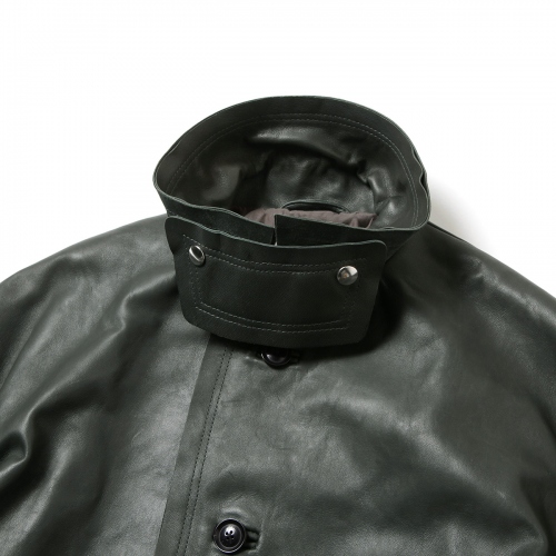 YOKE / ヨーク | CUT-OFF LEATHER CAR COAT - Deep Green | 通販 