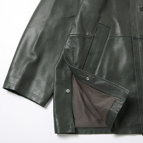 YOKE / ヨーク | CUT-OFF LEATHER CAR COAT - Deep Green | 通販  