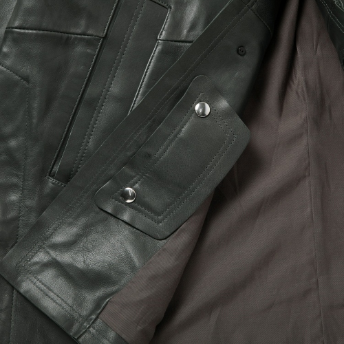 YOKE / ヨーク | CUT-OFF LEATHER CAR COAT - Deep Green | 通販 