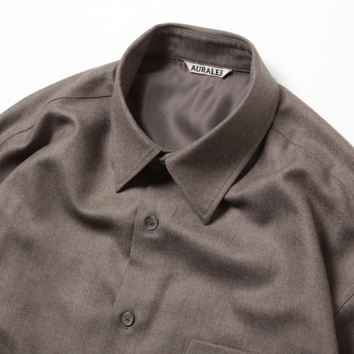 AURALEE / オーラリー | SUPER LIGHT WOOL SHIRT (メンズ) - Top Brown  