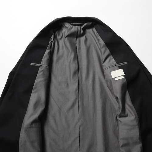 YOKE / ヨーク | WOOL KARSEY SIDE OPEN BREASTED JACKET - Dark Navy 