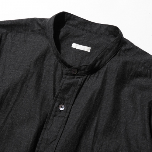 COMOLI / コモリ | コットンネル バンドカラーシャツ - Charcoal 