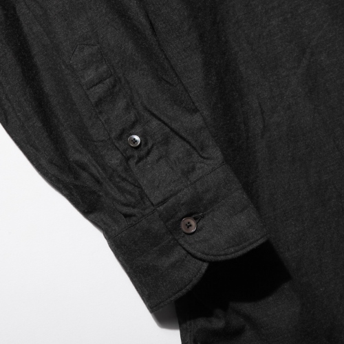 COMOLI / コモリ | コットンネル バンドカラーシャツ - Charcoal 