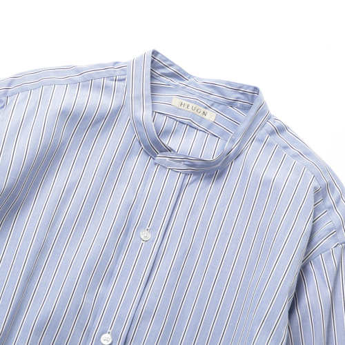 HEUGN Rob BAND COLLAR SHIRT Eden 束ねよ Blue 2