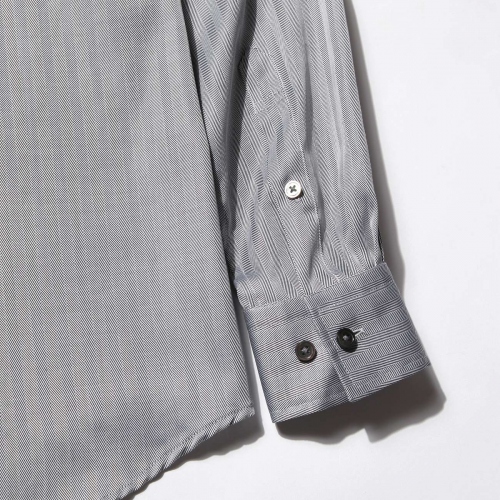 NEON SIGN / ネオンサイン | HERRINGBONE STRIPE ZIP SHIRT - Black 