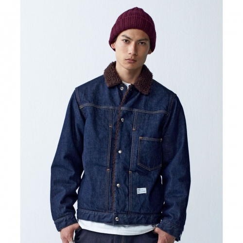 BEDWIN / ベドウィン | L/S DENIM BOA JACKET OW 「GOODMAN」 - Indigo 