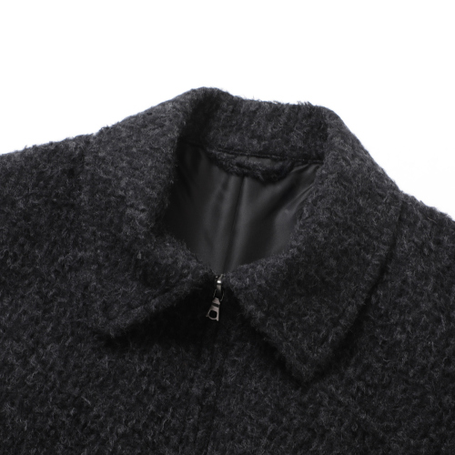 blurhms / ブラームス | Brushed Wool Zip Short Jacket - Heather 