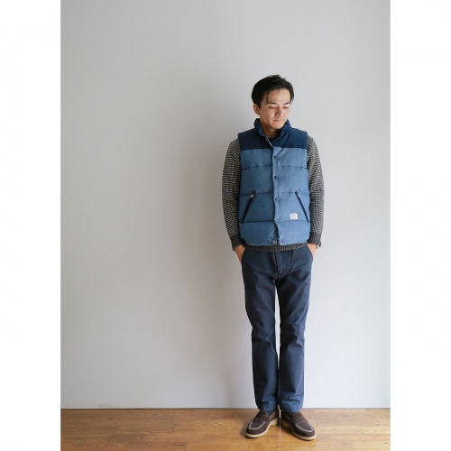 BEDWIN / ベドウィン|CHAMBRAY DOWN VEST「FRIPP」 - Blue | 通販 