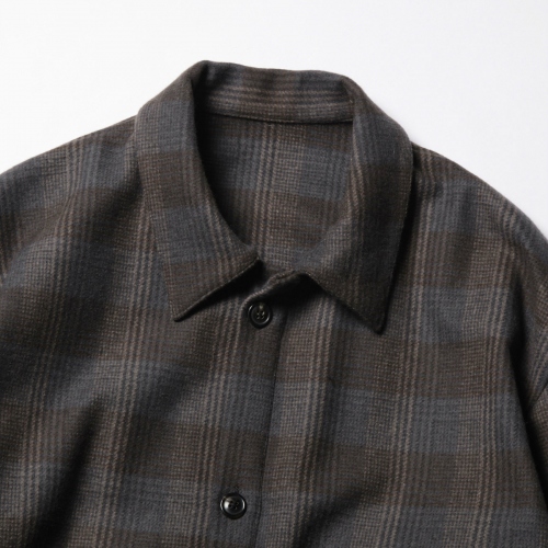 URU / ウル | WOOL CHECK OVER SHIRTS - Gray | 通販 - 正規取扱店 