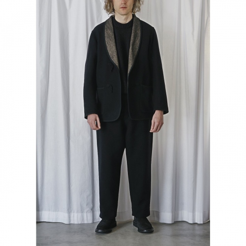 COMOLI / コモリ | ウールサテン スモーキング ジャケット - Navy  