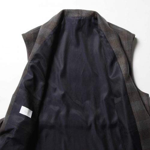 URU / ウル | WOOL CHECK BELTED VEST - Gray | 通販 - 正規取扱店 