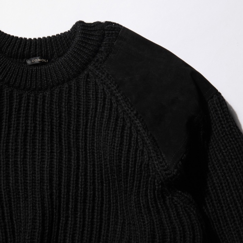 COMOLI / コモリ | BLACK SHEEP別注 ガンパッチニット - Black | 通販 