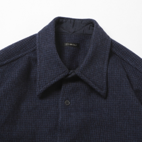 COMOLI / コモリ | W/CA ハウンドトゥース CPO - Navy | 通販 - 正規 