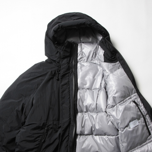 URU / ウル | NYLON DOWN / ZIP UP HOODED BLOUSON - Black | 通販 