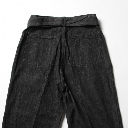 COMOLI / コモリ | デニム ベルテッドパンツ - Black / Ecru | 通販 