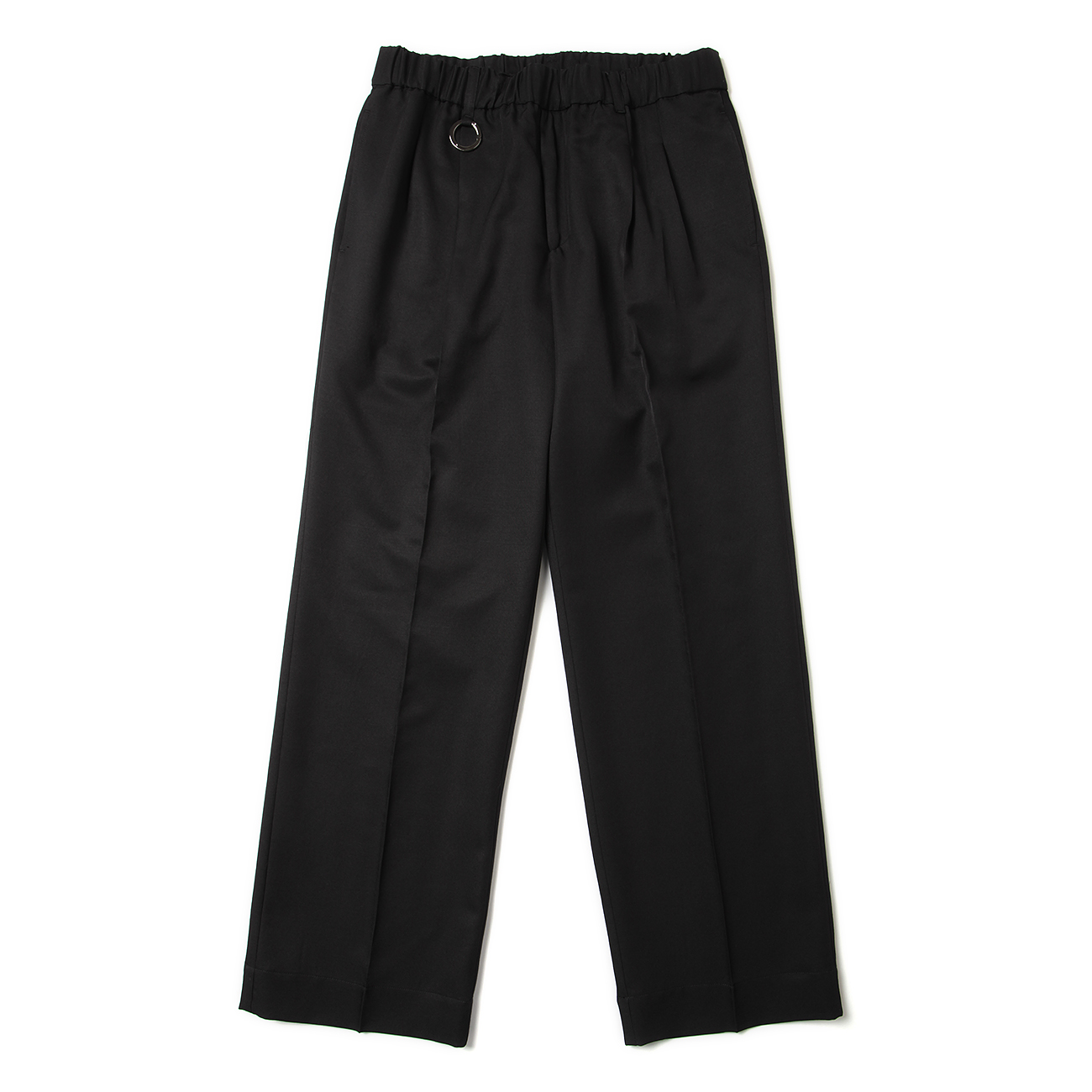 QUINN / Wide Tailored Pants Wool×Silk- Black