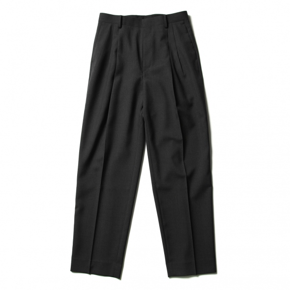 COLINA EASY TUCK PANTS / WASHABLE WOOL TROPICAL CLOTH (BLACK