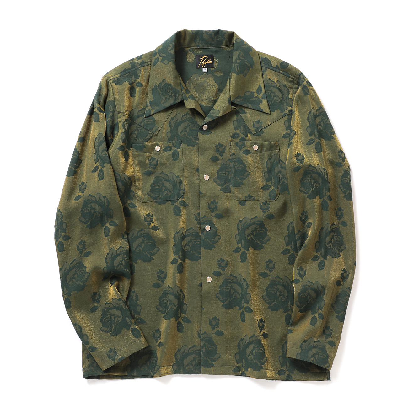 【美品】NEEDLES ワンナップカラーシャツ 花柄 ニードルス Needles / ニードルズ | Cowboy One-Up Shirt - Rose Jacquard - Green