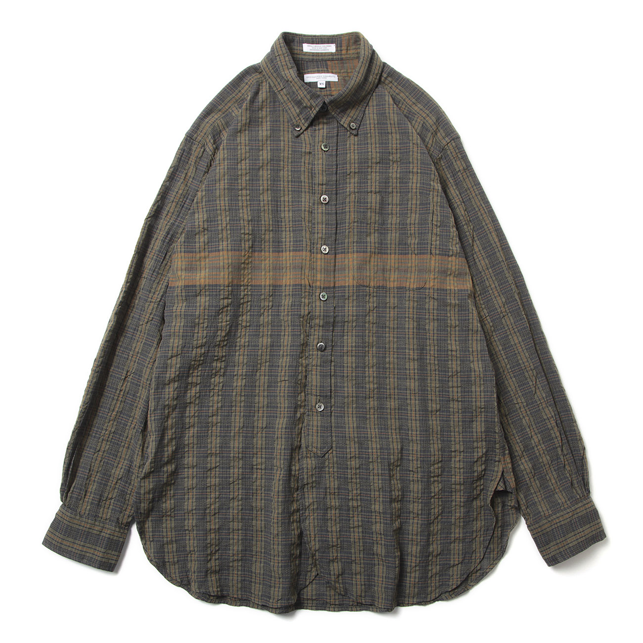 19 Century BD Shirt - Small Seersucker Plaid - Olive