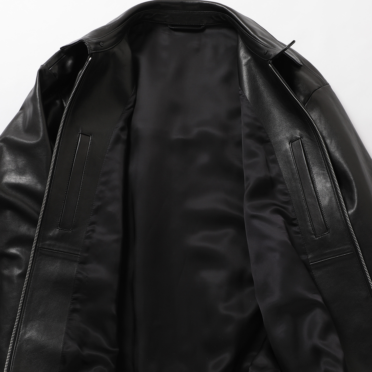 ssstein / シュタイン | LAMBS LEATHER LIGHT ZIP JACKET - Black