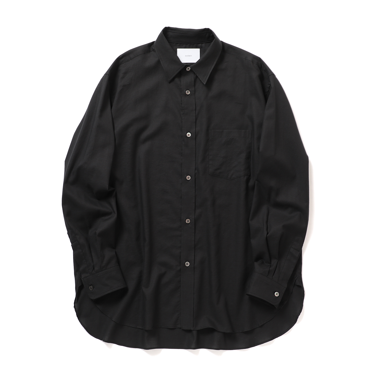 ssstein / シュタイン | COTTON SILK OVERSIZED PLACKET SHIRT - Black