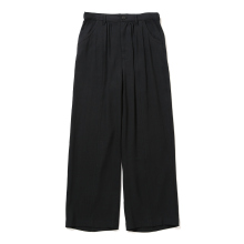 YOKE / ヨーク | LINEN ACETATE FRONT GATHER WIDE TROUSERS - Black