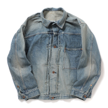 INTERIM / インテリム | SHABBY HEAVY KIBATA SHUTTLE / HYPER BIG WWII 1ST DENIM JACKET  - S.Navy