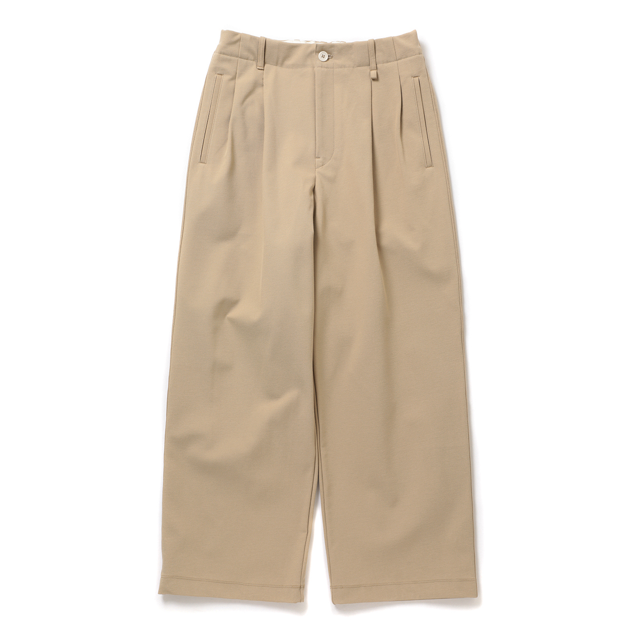 CURLY / カーリー | KNIT CHINO-CLOTH PANTS (WIDE) - Khaki | 通販