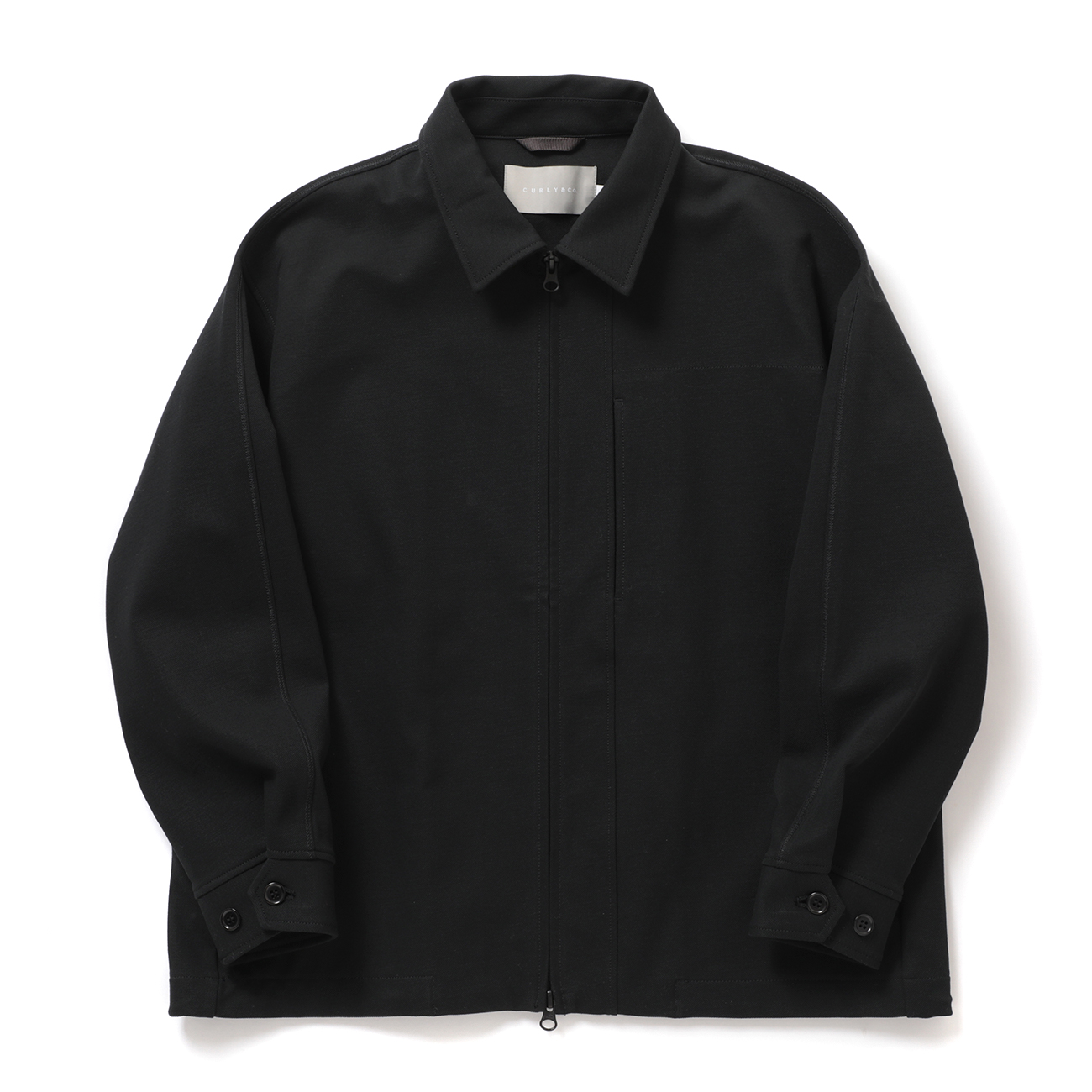CURLY / カーリー | KNIT CHINO-CLOTH ZIP-UP BLOUSON - Black | 通販
